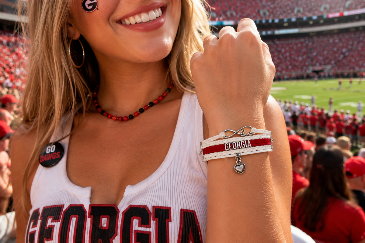 Georgia Game Day Bracelet - White