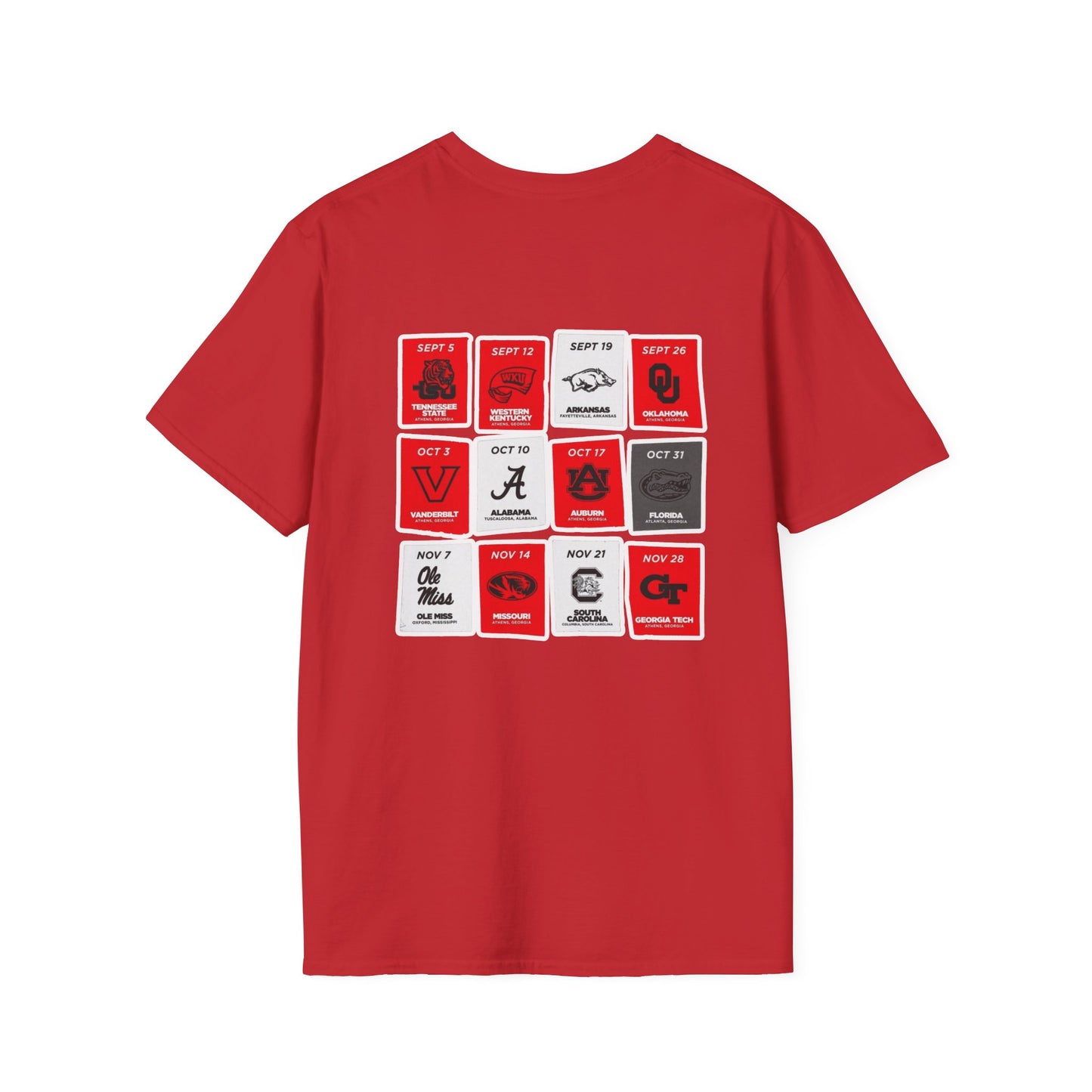 2026 UGA Football Schedule Tee