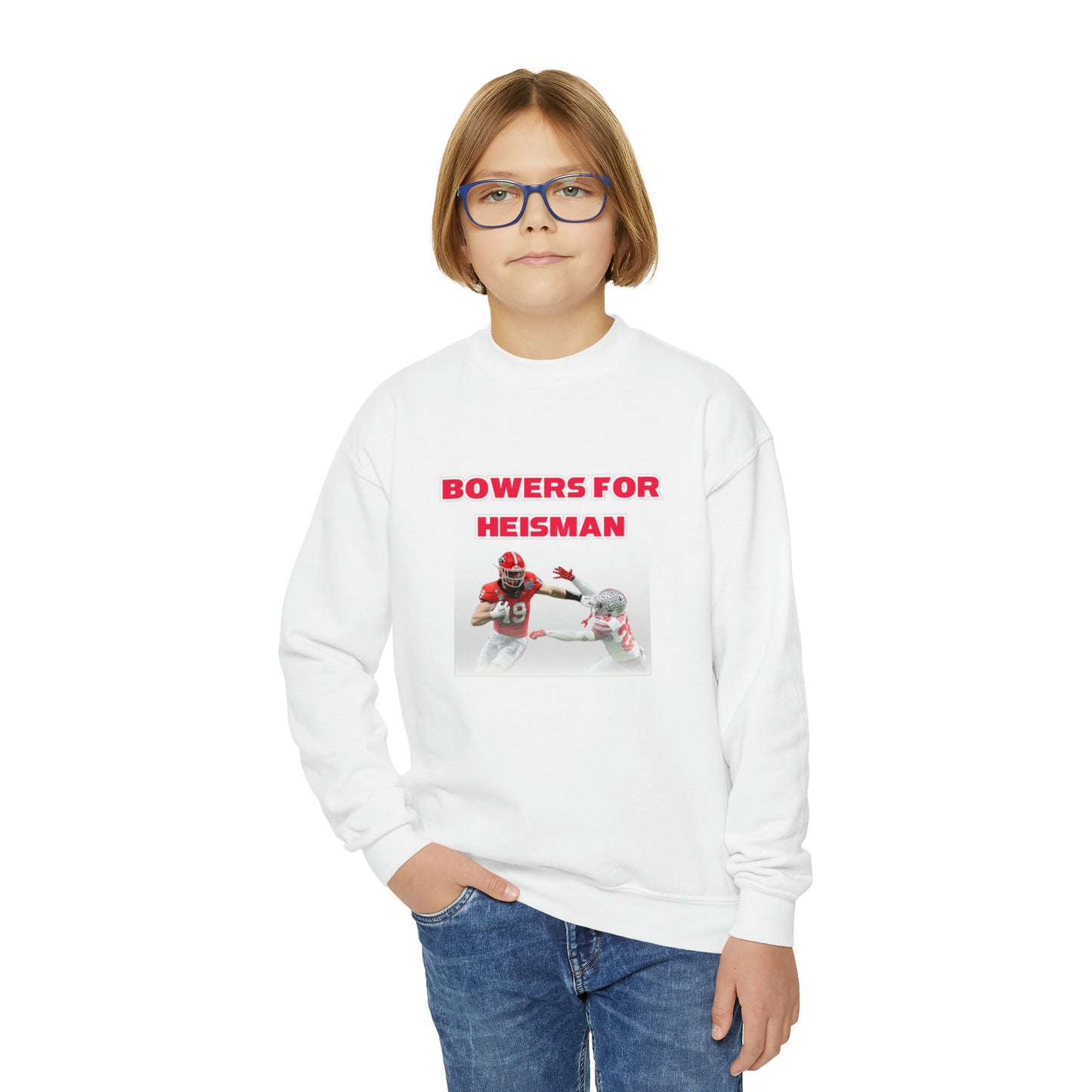 Bowers for Heisman Youth Crewneck Sweatshirt