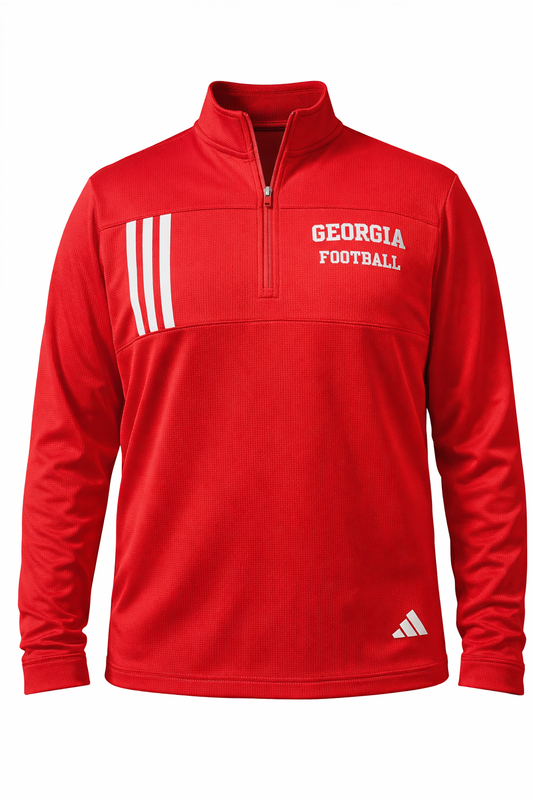 Georgia Football adidas Embroidered Quarter-Zip Pullover – Red